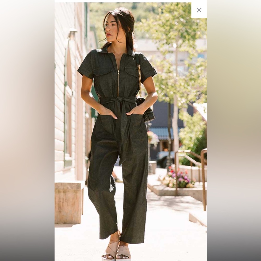 ALBION CITY JUMPSUIT, BLACK DENIM - XXL